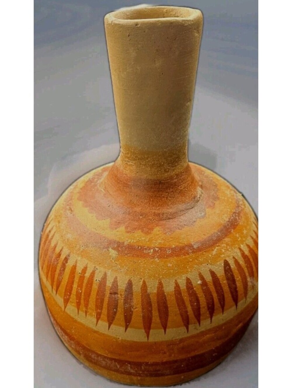 Handpainted MEXICAN CLAY POTTERY Water Jug Vintage 15 Inches Tall